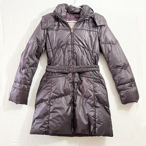 Marella Sport Down Coat Jacket Removeable Hooded Belted Womens size US 4 F 36